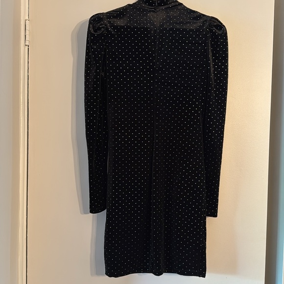 Dynamite Velvety Black high neck body con dress with silver sparkle Size Small - Picture 4 of 5